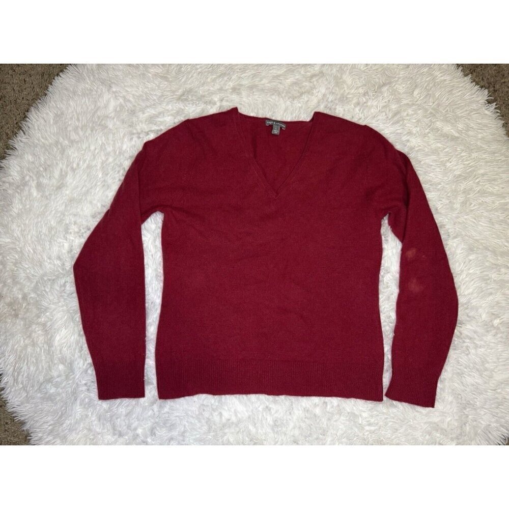 Apt.9 Womens Red V-Neck Pullover Cashmere Sweater LARGE Red READ